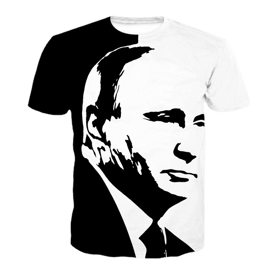 Amazon Cross-Border Hot Sale President Putin 3d Digital Printing Men Short-Sleeved Casual T-shirt Factory Wholesale