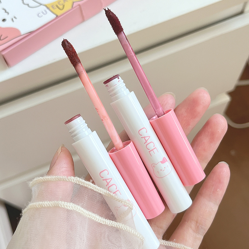 C33 Cute Cat Velvet Lip Mud Lip Lacquer Pink Series Lipstick Kit 6 Velvet Matte Finish Foreign Trade Wholesale