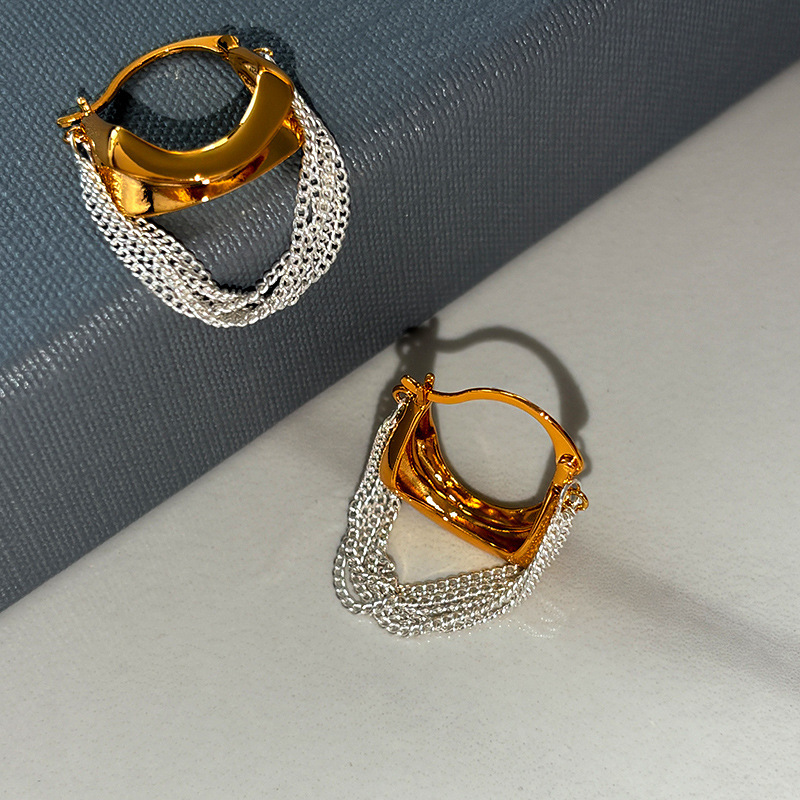 jewelry earrings high-grade light luxury temperament unique square and round face ear clips earrings metal gold fimbrilla earrings for women