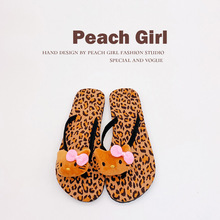 Peach Girl萌趣搞怪猫咪夹脚拖鞋条纹人字拖海边平底拖鞋HD518A03