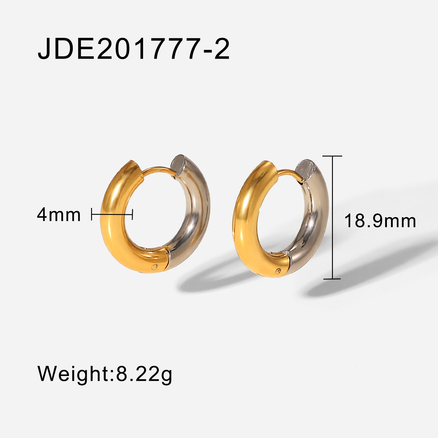 European and American Ins Style 4mm New Design Simple 18K Gold Plated Stainless Steel Jewelry Gold Silver Circle Earrings Jewelry