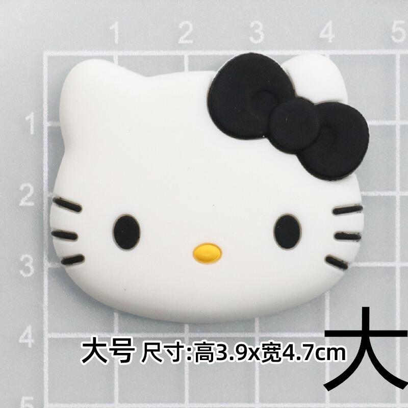 Large Black Hello Kitty Head Flexible Glue Accessories DIY Phone Case Water Cup Refridgerator Magnets Hole Holder Shoe Buckle Storage Box Decoration