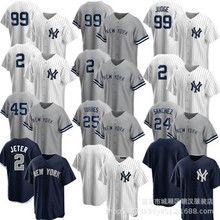 外贸洋基队Yankees棒球服2#JETER 45#25#45#27#26#99#刺绣球衣