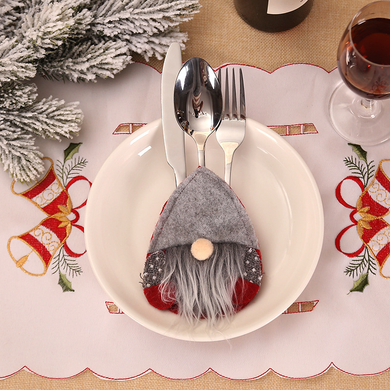 New Family Christmas Decorations Nordic Old Man Creative Style Knife and Fork Set Holiday Home Tableware Dress up in Stock