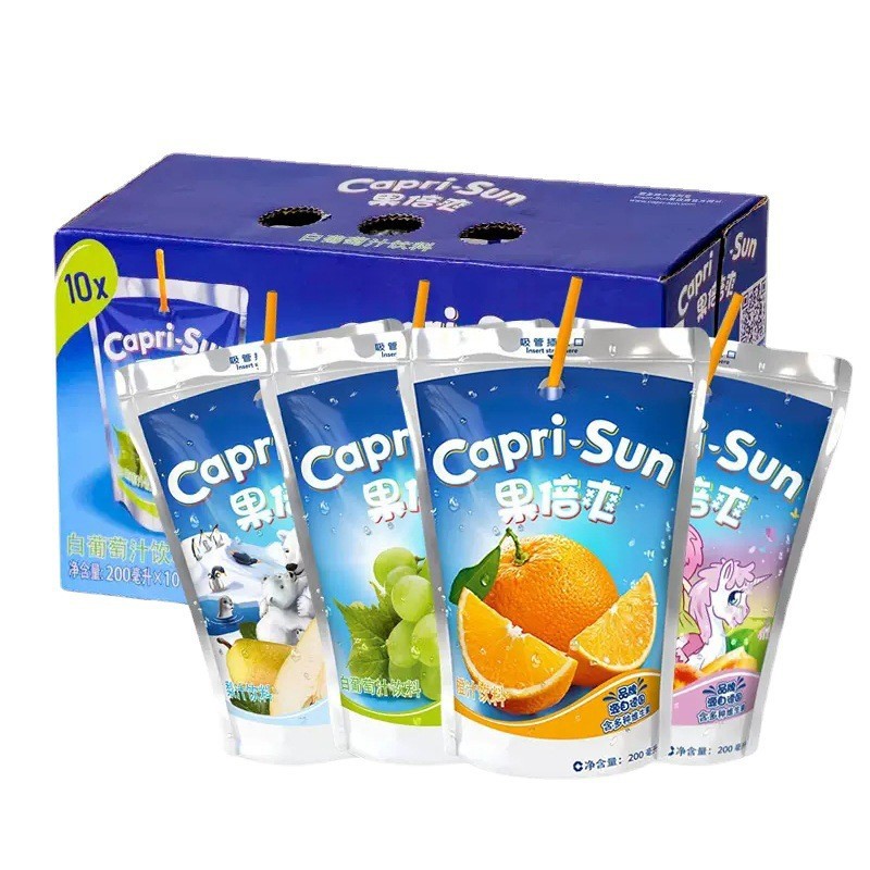 迪拜进口 capri sun果倍爽橙汁味饮料200ml*10包 白葡萄复合果汁
