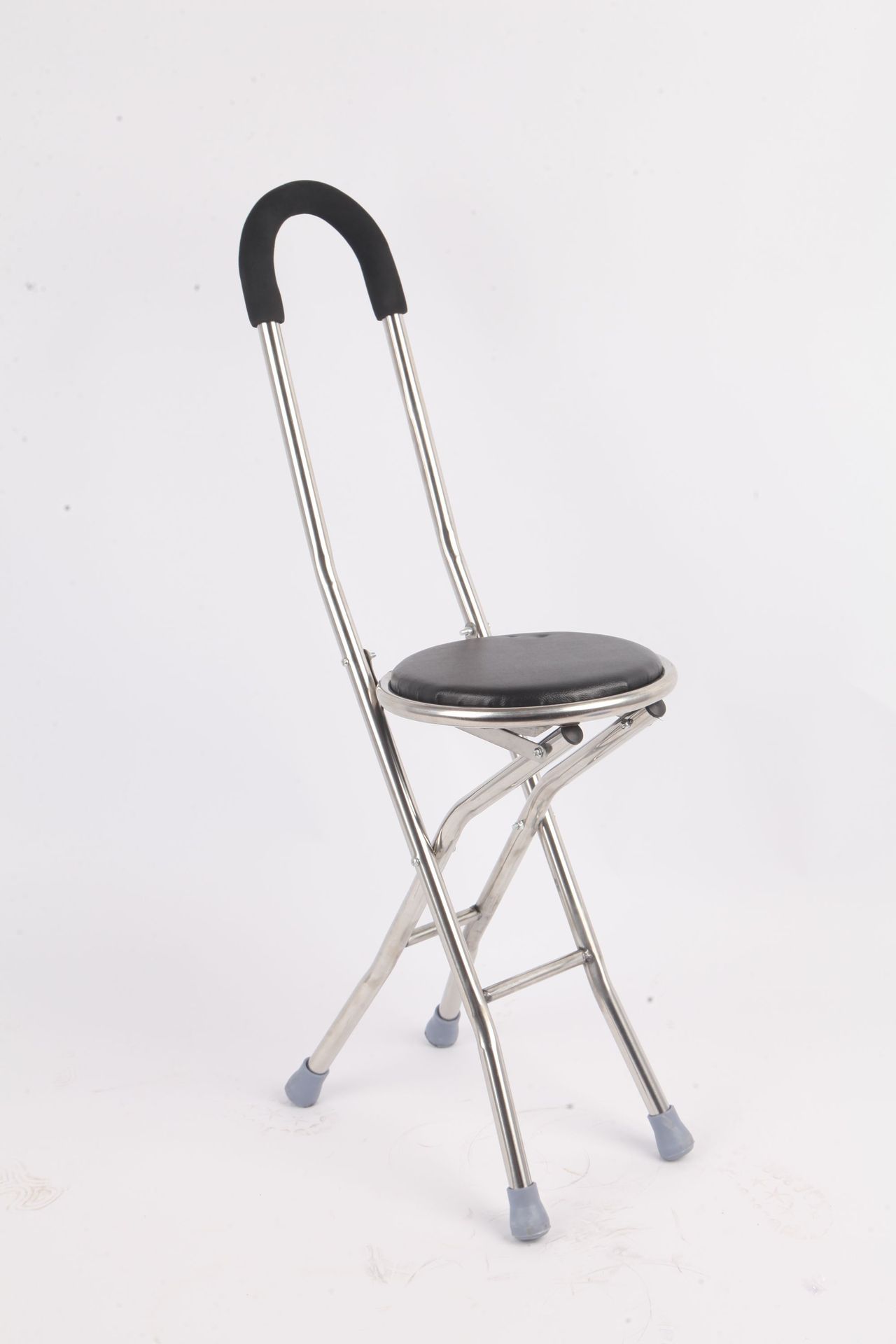 Crutch Stool Foldable and Portable Elderly Non-Slip Band Chair Dual-Use Portable Stool Multi-Purpose Walking Aid