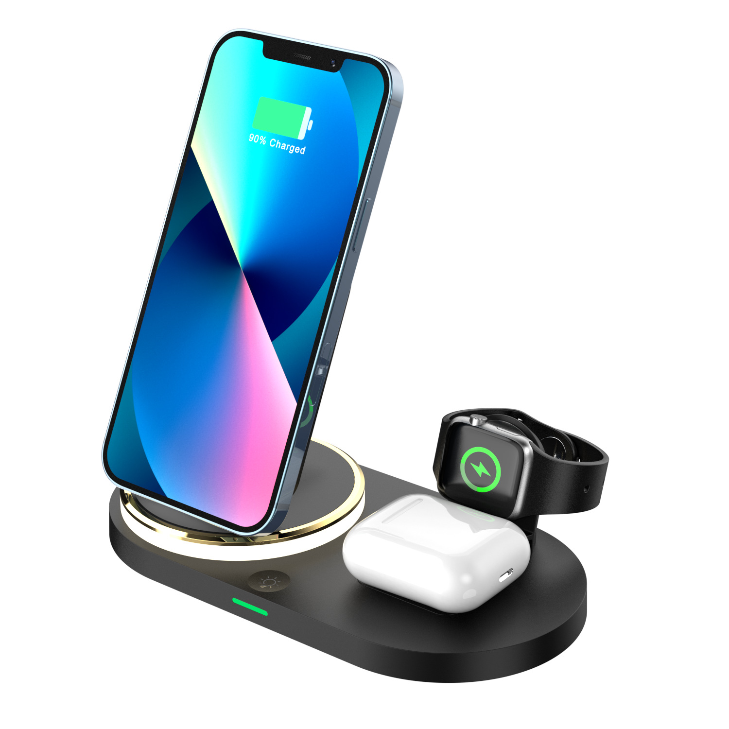 Hot Sale Foreign Trade Folding Five-in-One Wireless Charger Electrical Appliance 15W Suitable for iPhone Earphone Watch Wireless Charger