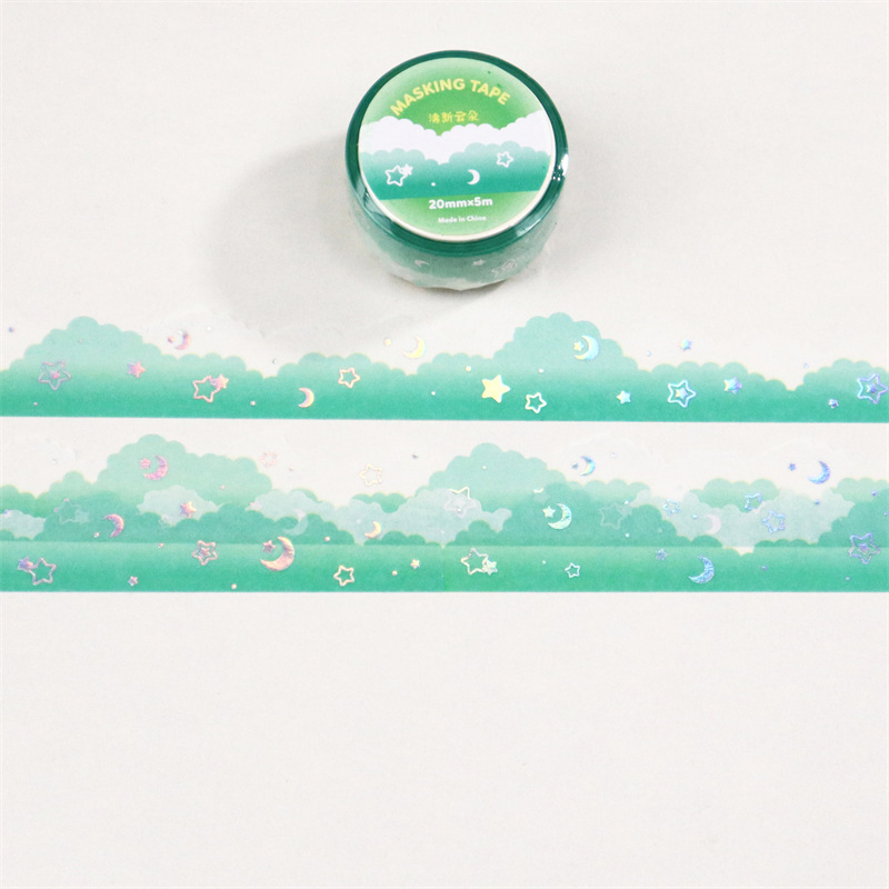 5m韩国ins可爱造景云朵胶带烫银手帐diy装饰素材手账和纸胶带整卷
