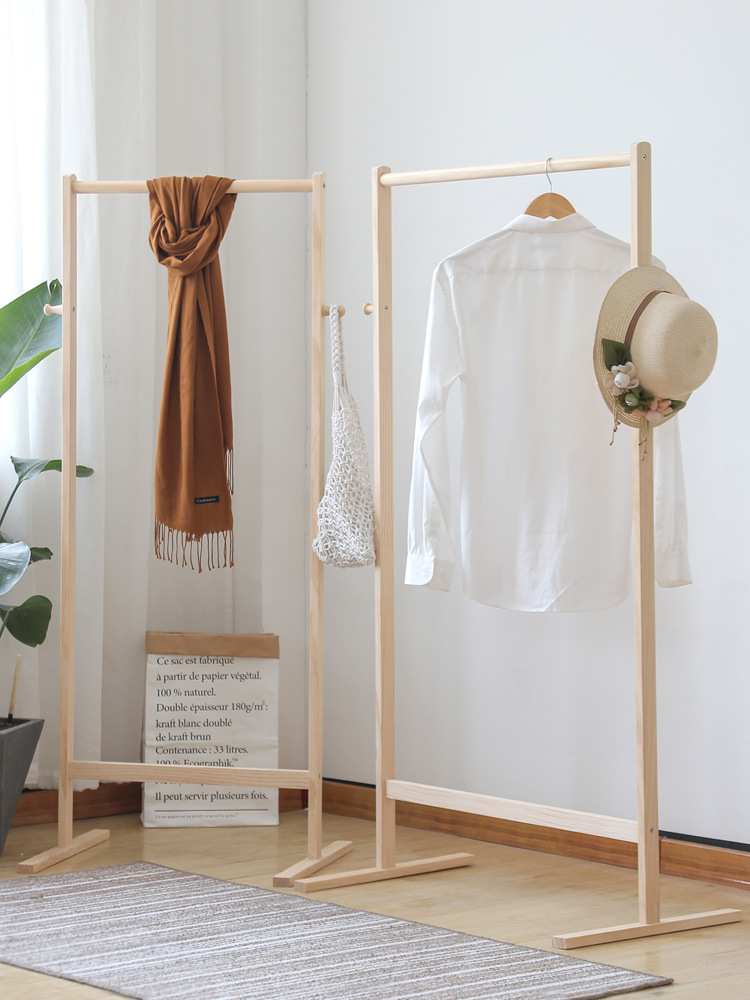 木质衣架落地北欧木质衣帽架客厅晾衣架落地室内晒现代简