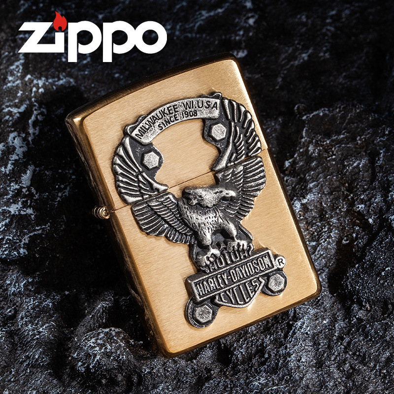 官方正版zippo打火机男士展翅哈雷鹰原装个性创意燃油专用送田友