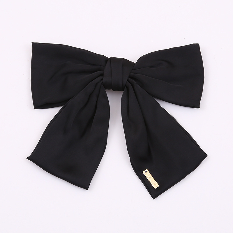 Liu Shishi's Same Style Barrettes Summer Back Head Black Big Bow Hairware Hair Band Female Tie Hair Clip Headdress