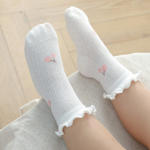 夏季薄款宝宝袜子婴儿新生儿网眼袜木耳边女童袜子