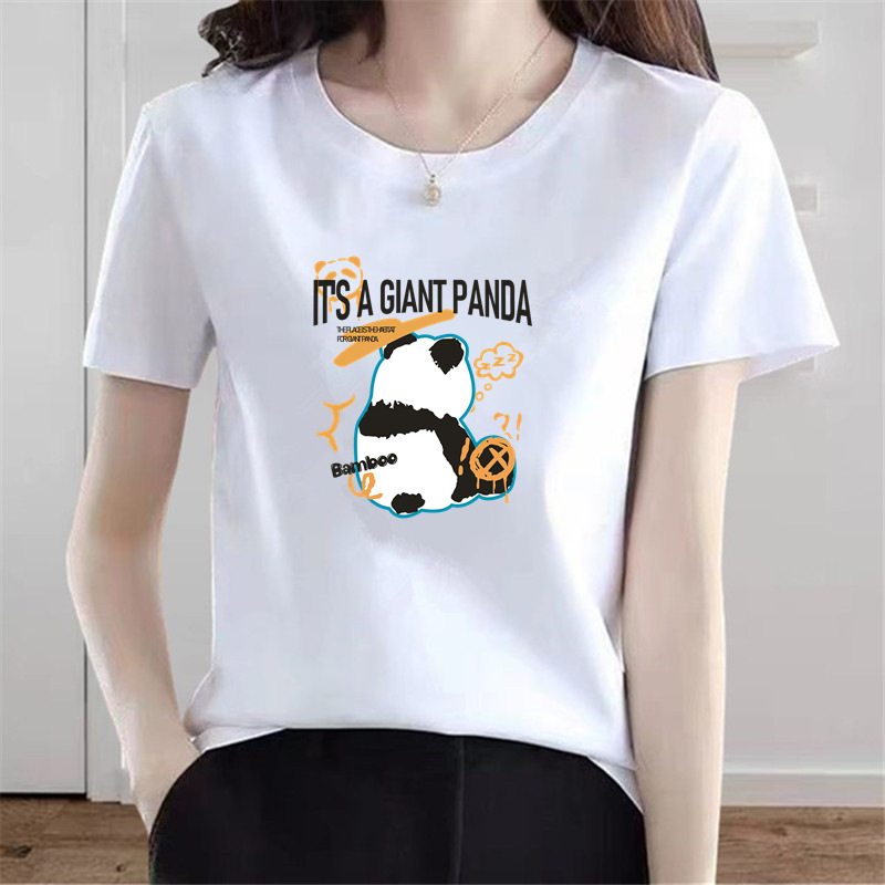 一件代发热销纯棉短袖t恤女装打底衫韩版宽松白色圆领女士上衣批