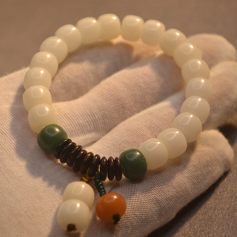 8*10mm桶珠白菩提根手链 女款单圈白菩提子手链