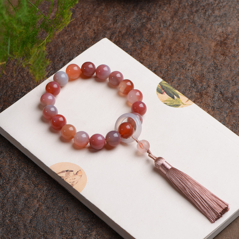 热卖 盐源玛瑙手串12mm单圈手链十八子手持diy女款手链简约大气