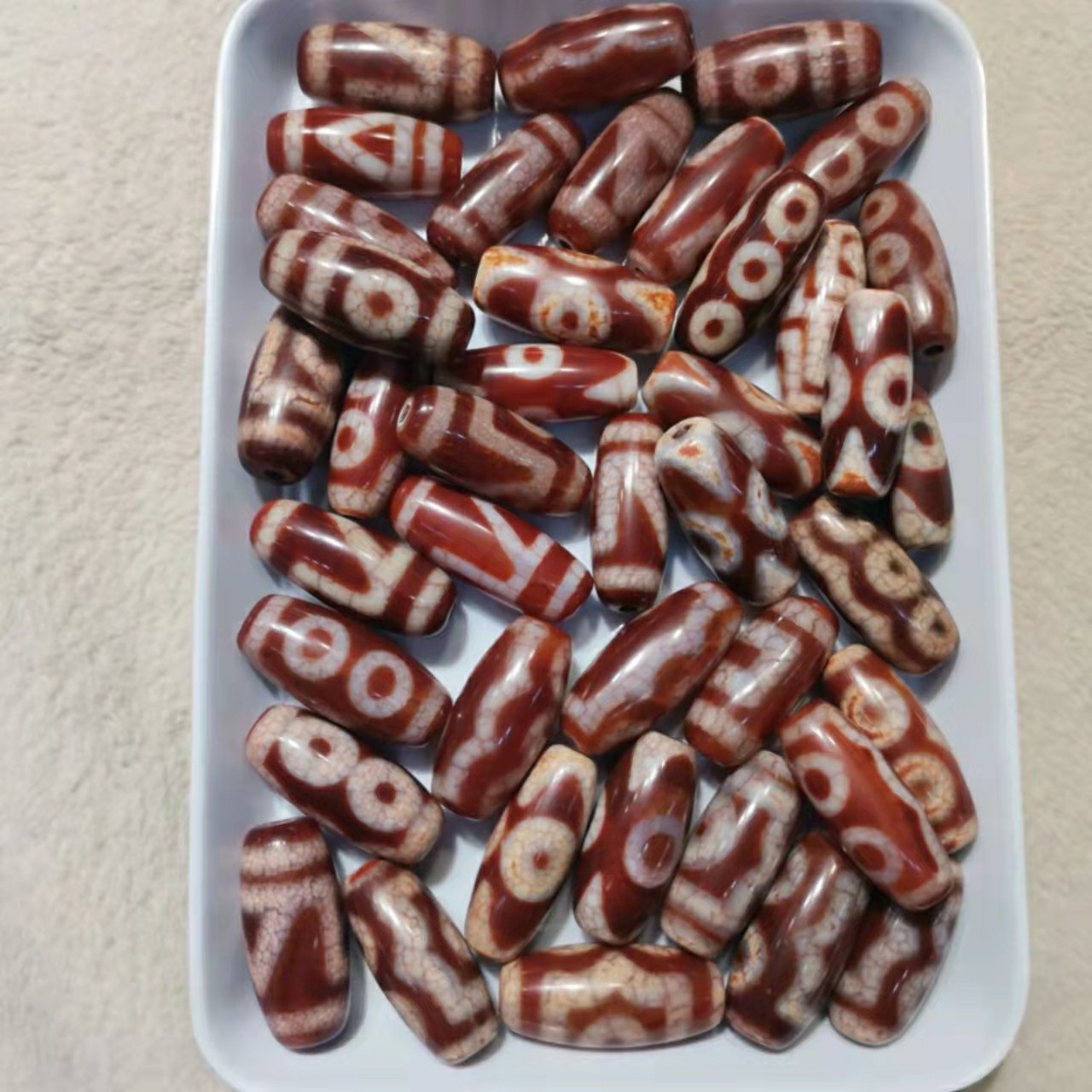 40mm精选色匀清晰无水线直播热龙鳞凤血红肉血丝纹一三五六眼天珠