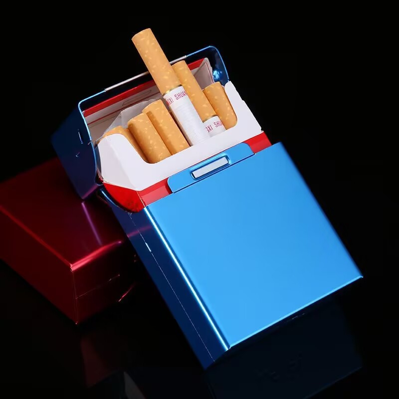 New All-Aluminum Alloy Cigarette Box 20 Pcs Whole Pack of Cigarettes Soft and Hard Universal Moisture-Proof Anti-Pressure Personality Magnetic Suction Laser Sculpture
