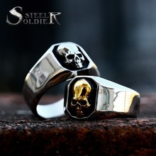 钢铁战士朋克风嘻哈骷髅头钛钢戒指厂家批发 新款男士不锈钢戒指