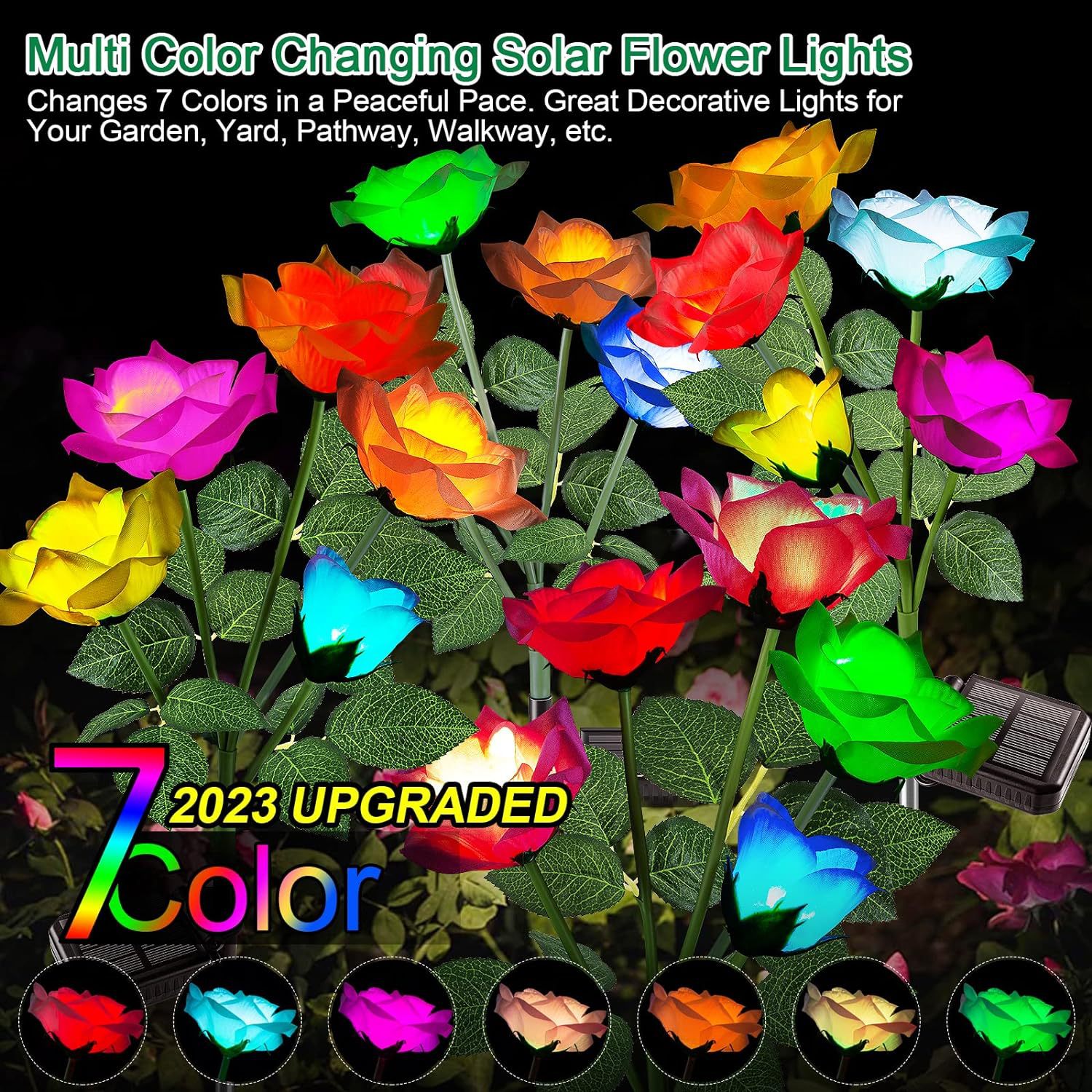 Solar Rose Lamp Outdoor Waterproof Garden Lawn Decorative Lamp Amazon Hot Flower Lamp