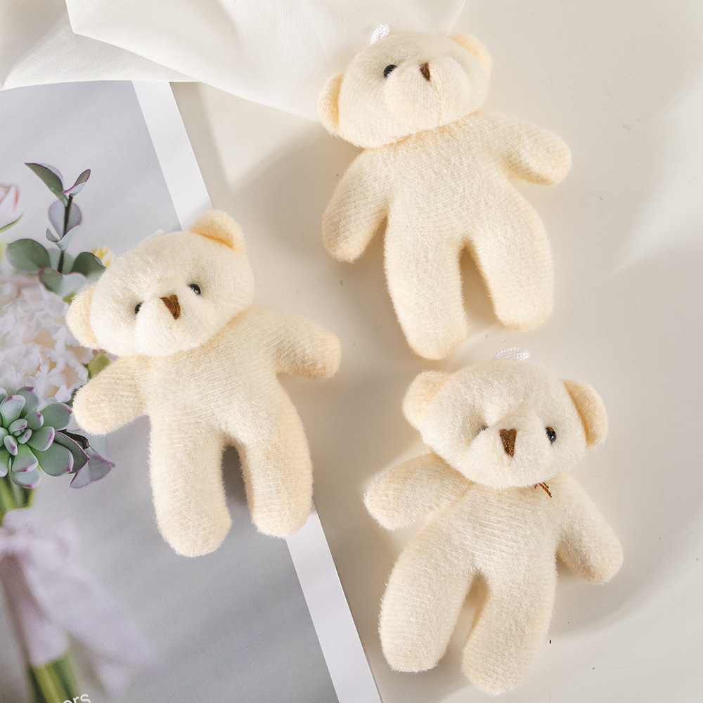 plush toy one-piece bare bear keychain backpack pendant beige little bear doll bear doll small head one-piece bear doll accessories