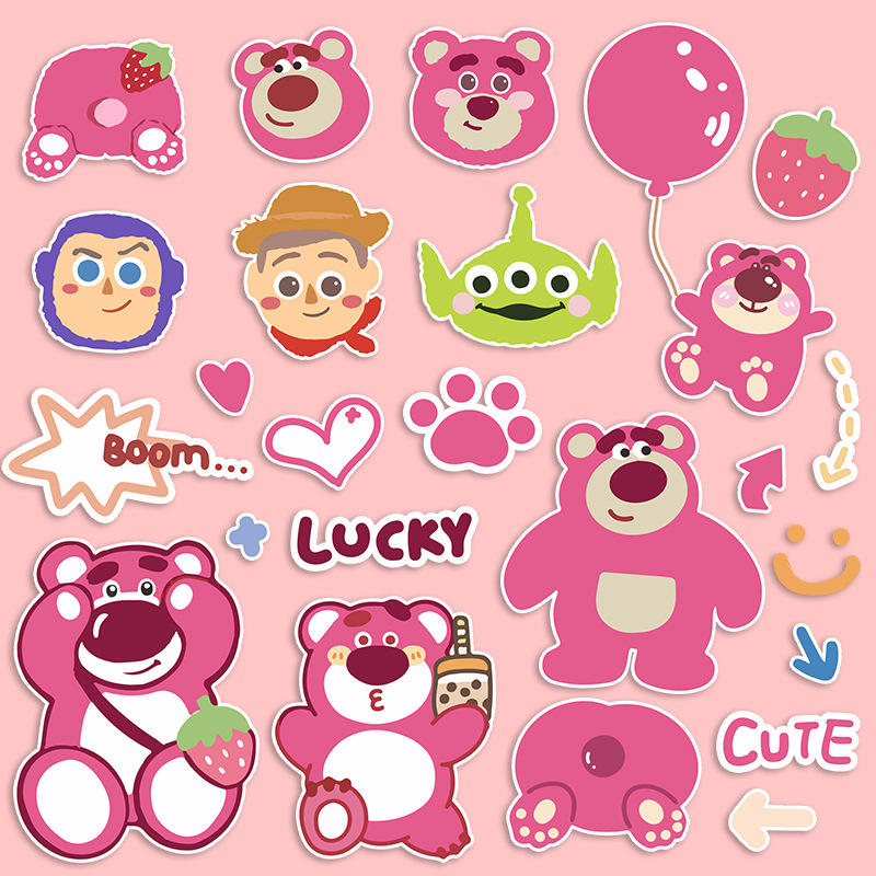 卡通可爱草莓熊电动车贴纸行李收纳箱笔记本电脑ipad水杯防水贴画