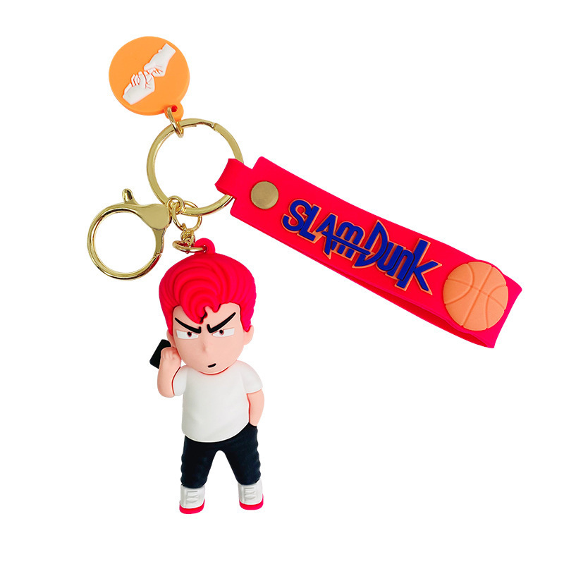 Cartoon Slam Dunk Keychain Hanamichi Sakuragi Rukawa Kaede Car Shape School Bag Boys Keychain Pendant Small Gift