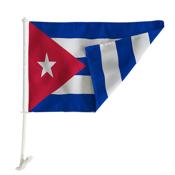外贸货源cuba古巴国旗车载旗帜带杆30x45cm车窗旗户外双面汽车旗