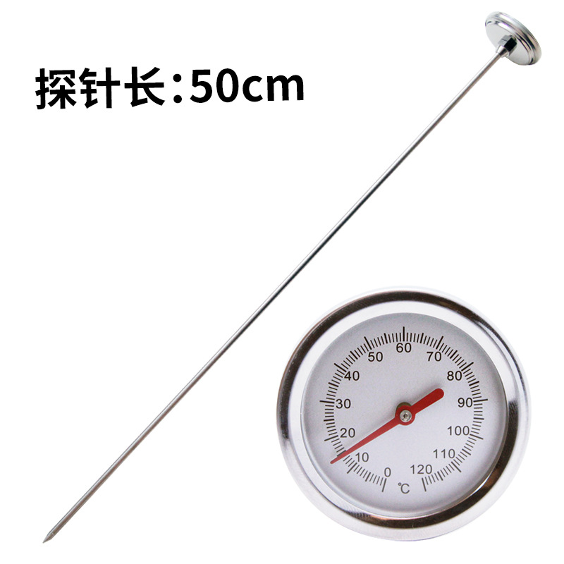 Compost Soil Thermometer Bimetallic Stainless Steel Household Probe Outdoor Food Thermometer Chart Thermometer 50cm
