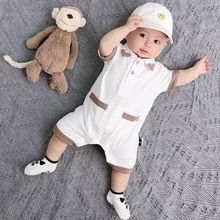 婴儿半袖连体衣短袖薄款男女宝宝连体哈衣1-12个月夏装外出服