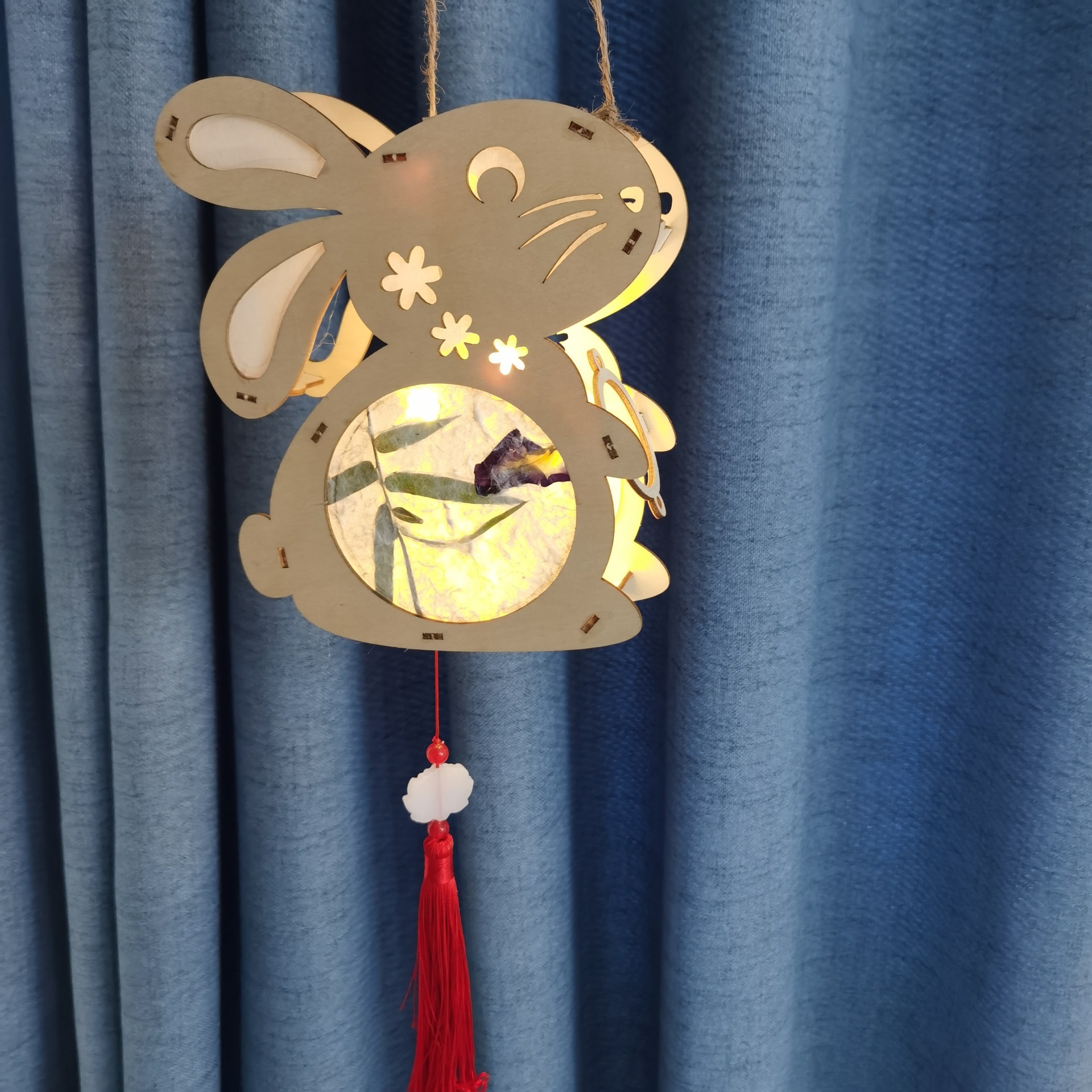 新年元宵灯笼diy儿童手提手工制作材料包小兔子花灯古风宫灯骨架