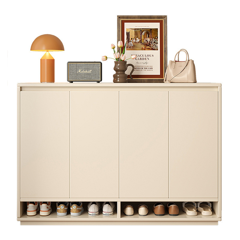 Cream Style Solid Wood Shoe Cabinet Home Doorway 2023 New Popular Home Entrance Cabinet Integrated Storage Locker