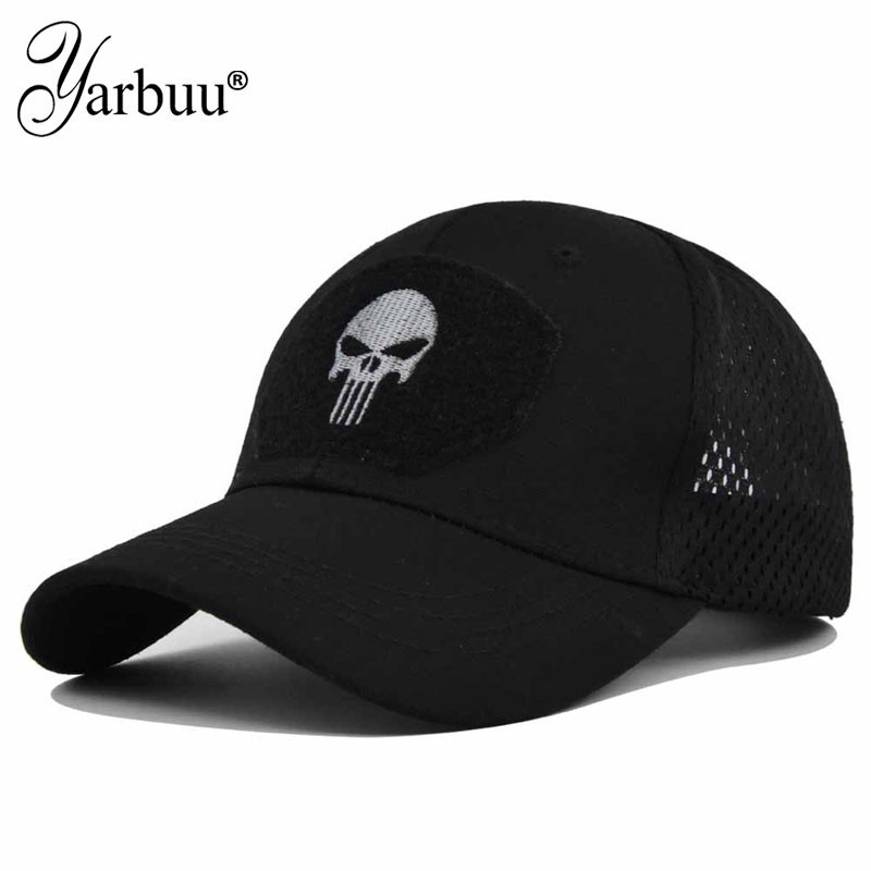 Hat Outdoor Camouflage Baseball Mesh Cap Special Forces Tactics Camouflage Hat Skull Sun-Proof Velcro Peaked Cap