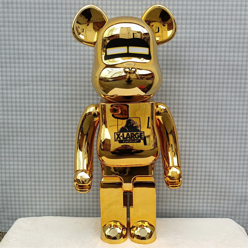 bearbrick1000% 暴力熊 空山基2代 电镀金色 积木熊手办模型摆件
