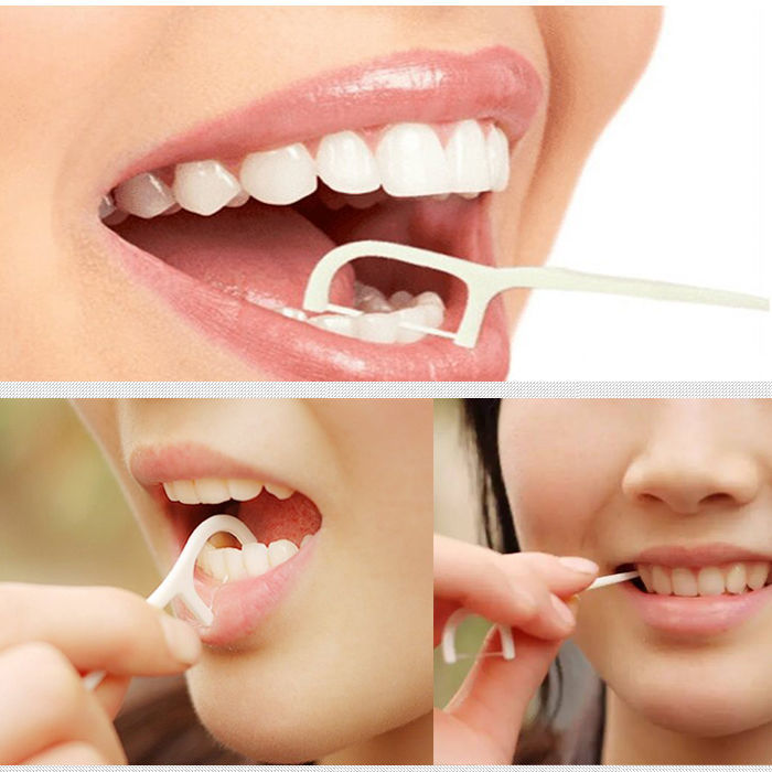 超值300支】牙线棒牙签超细圆线剔牙弓形牙线家庭装30-300支