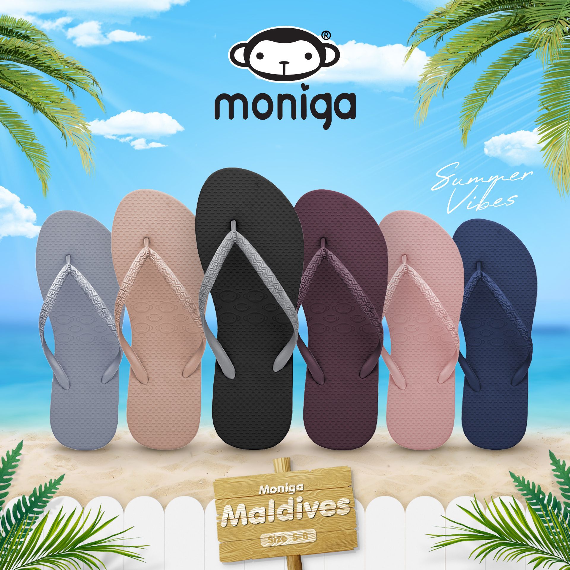 泰国进口MONIGA橡胶人字拖鞋女ins潮夏外穿软底夹脚沙滩防滑凉拖