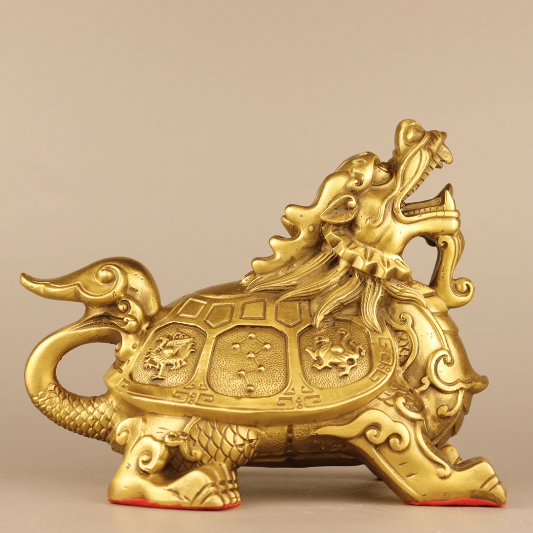 龙龟摆件铜龙头龟黄铜八卦金钱龟家居装饰客厅办公室摆设工艺品