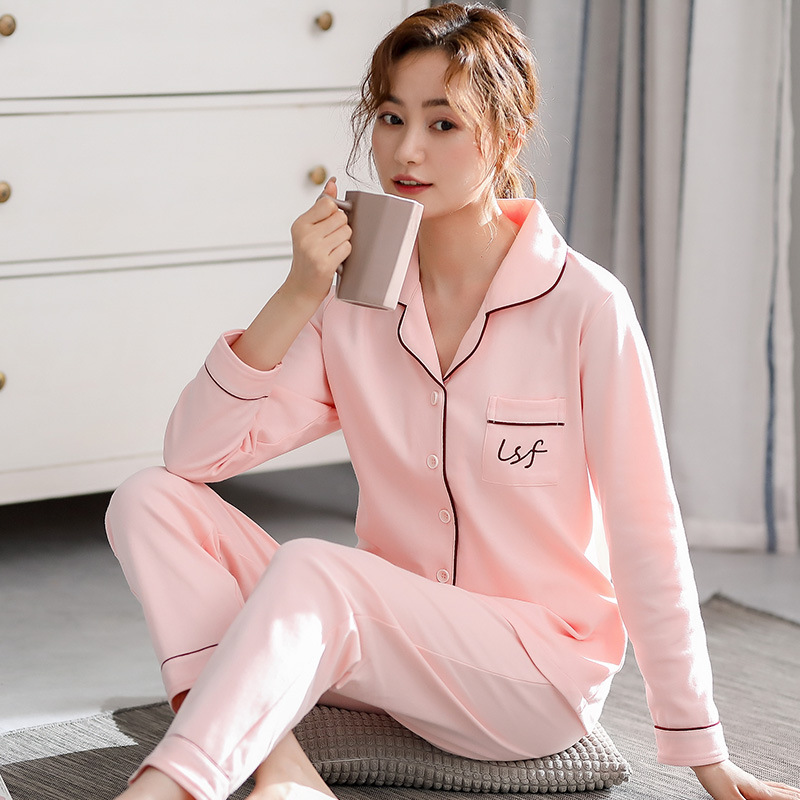 睡衣女春秋纯棉长袖秋季薄款2021年新款女士家居服全棉秋冬款套装