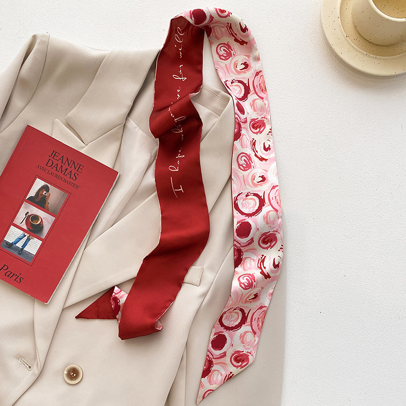 New Year Red High-Grade Long Silk Scarf Festive All-Match Hand Gift Ribbon Female Tie Hair Band High-Grade Tie Bag Ribbon