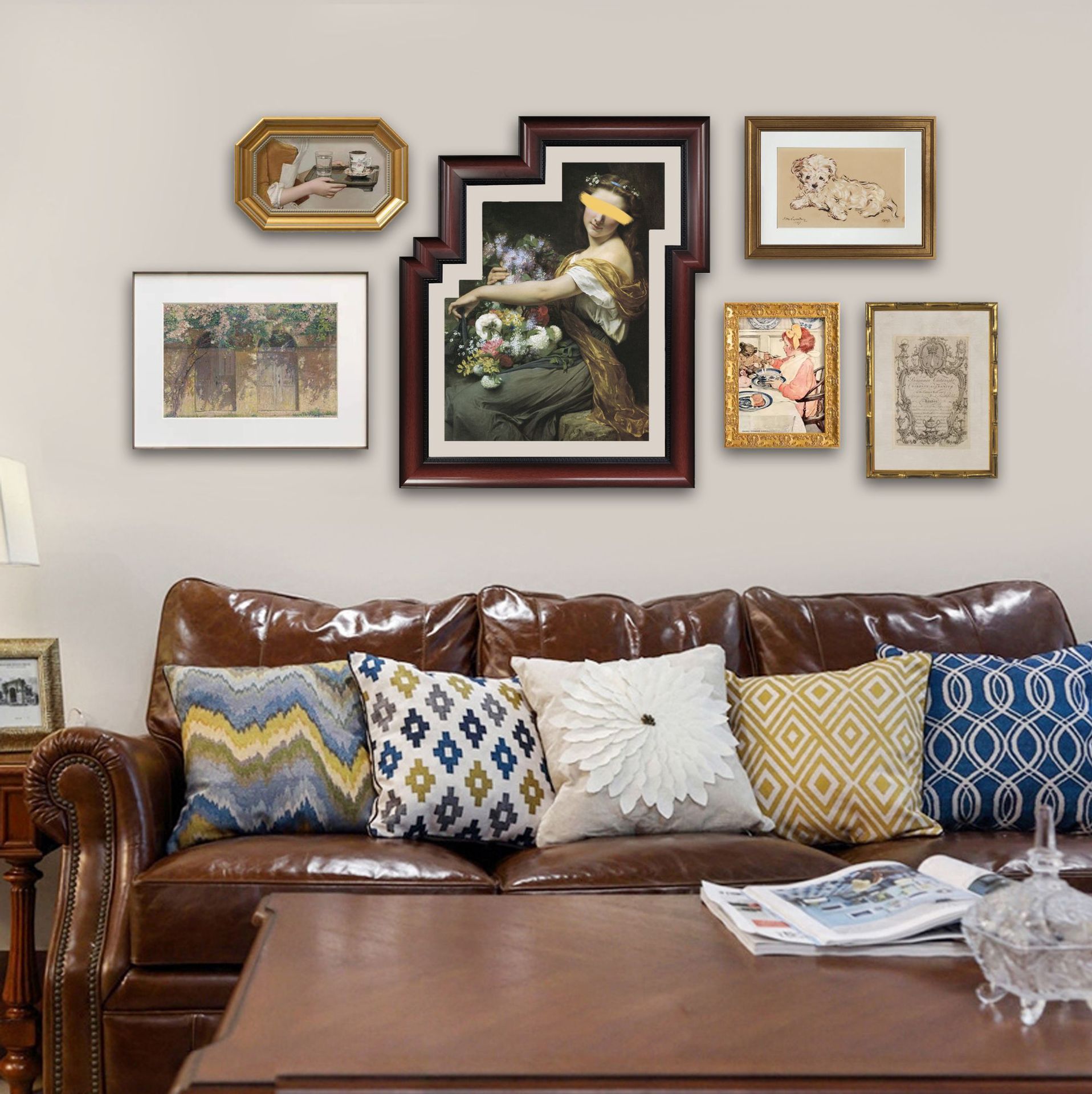 复古美式餐厅背景墙装饰画欧式客厅人物风景壁画实木异型特色挂画