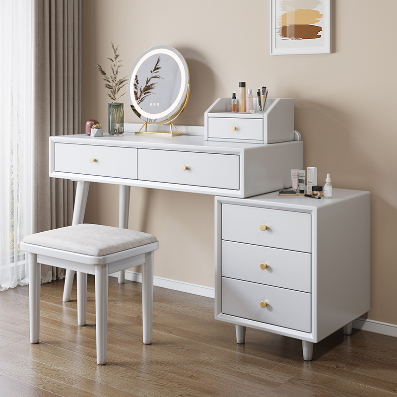 全实木梳妆台卧室轻奢小户型现代简约化妆台储物柜一体2022年新款