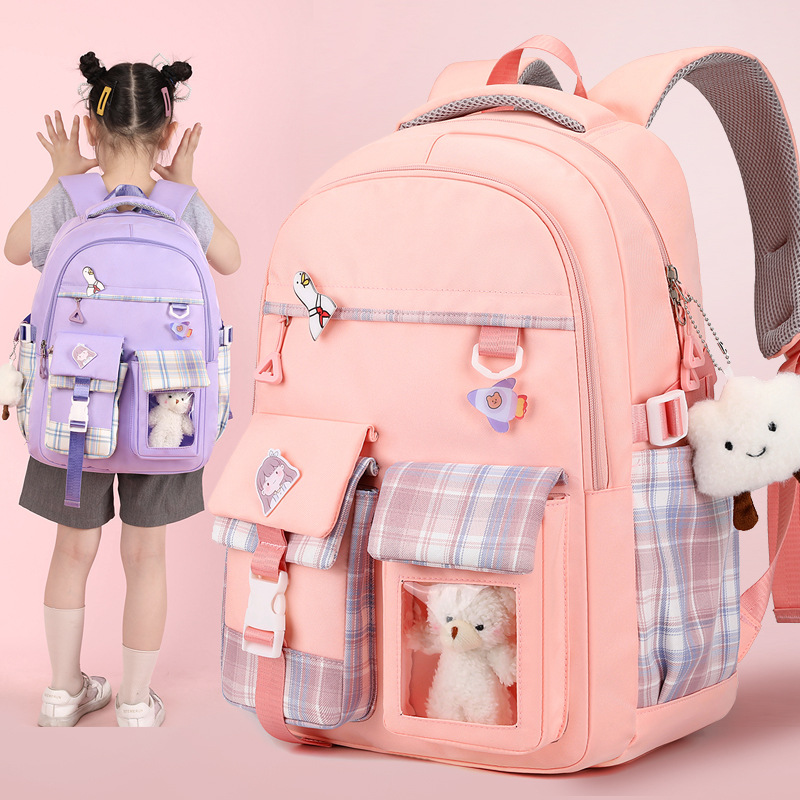 New Schoolbag Girls Primary School Students Grade One, Two, Three to Six Girls Super Lightweight Children's Spine Protection Burden Alleviation Backpack