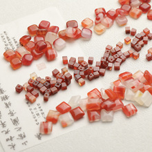 天然石红玛瑙正方形方糖散珠隔珠串珠diy手链项链配件材料包