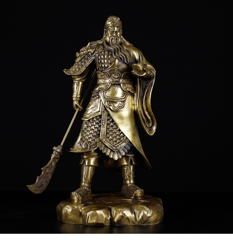 铜关公像供奉神像纯铜武财神关公佛像摆件招财托元宝关公大号