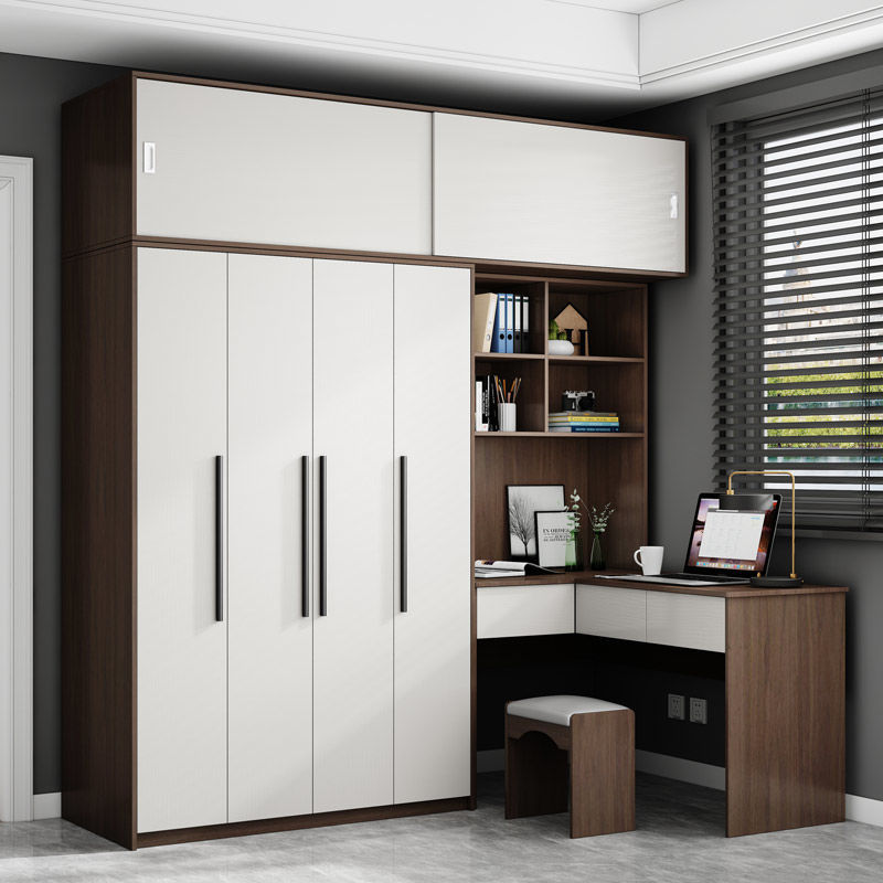 电脑台式桌连体l型转角书桌衣柜组合一体简约家用卧室学生学习桌