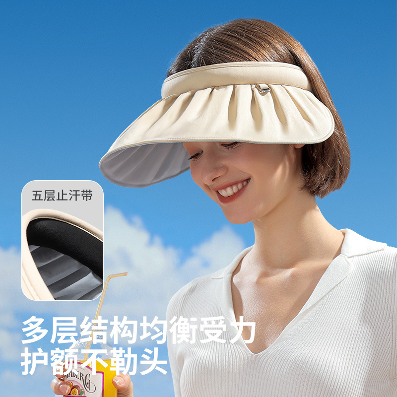 Summer Air Top Sun Protection Hat Women's Outdoor Beach Vacation Sun-Proof UV-Resistant Shell-like Bonnet Lightweight Breathable Xmz261