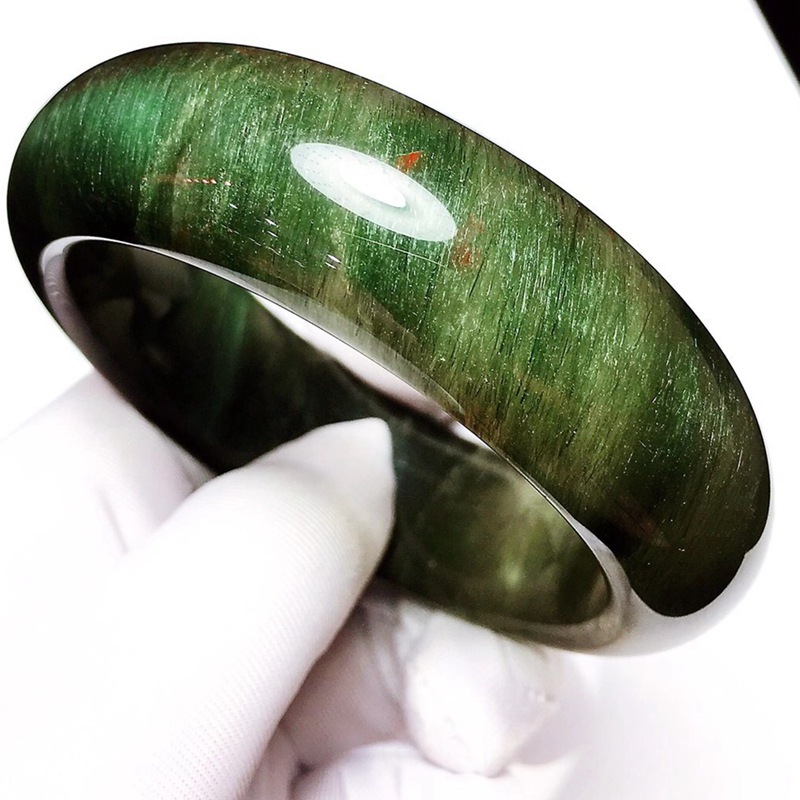 鸿硕晶珍藏巴西天然绿发晶手镯女款晶体通透发丝清爽礼品饰品