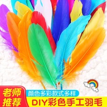 彩色羽毛diy马卡龙装饰儿童幼儿园手工饰品创意美术课程制作材料