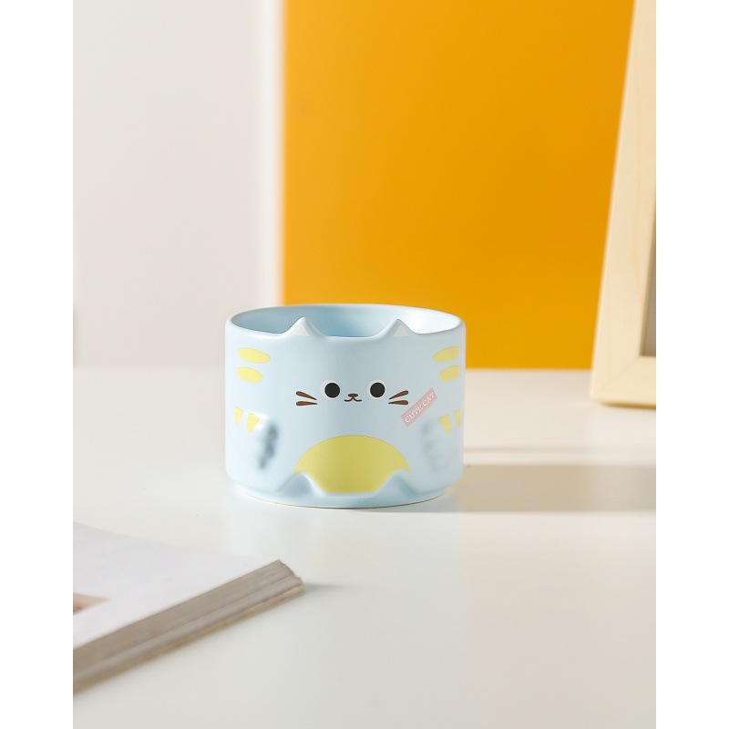 Cat Ceramic Cup Cartoon Mug Stacked Couple Cups Cat Cup Household Drinking Cups Coffee Cup Practical Gift Wholesale