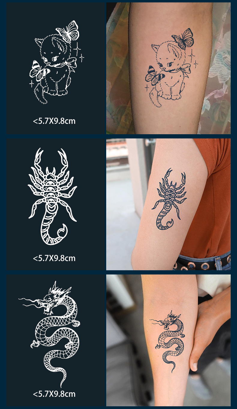 半永久卡通草本纹身贴女防水一次性水转印贴纸网红果汁花臂tattoo