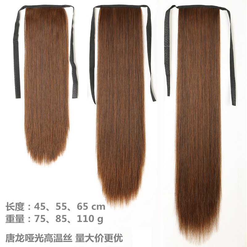 Factory Direct Supply Wig Female Long Straight Hair Piece Women's Bandage Realistic Ponytail Extensions Medium Length Horse Tail Wig Ponytail